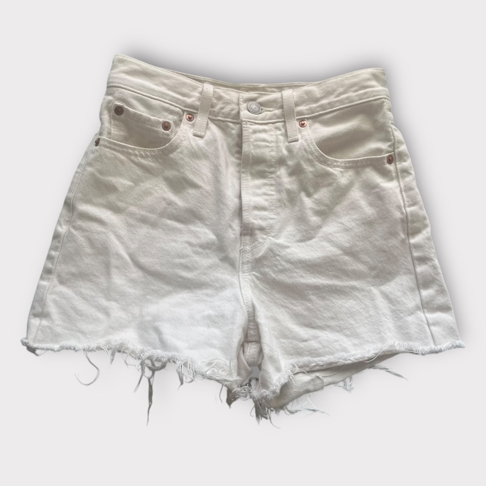 Levi's High Waist White Denim Shorts